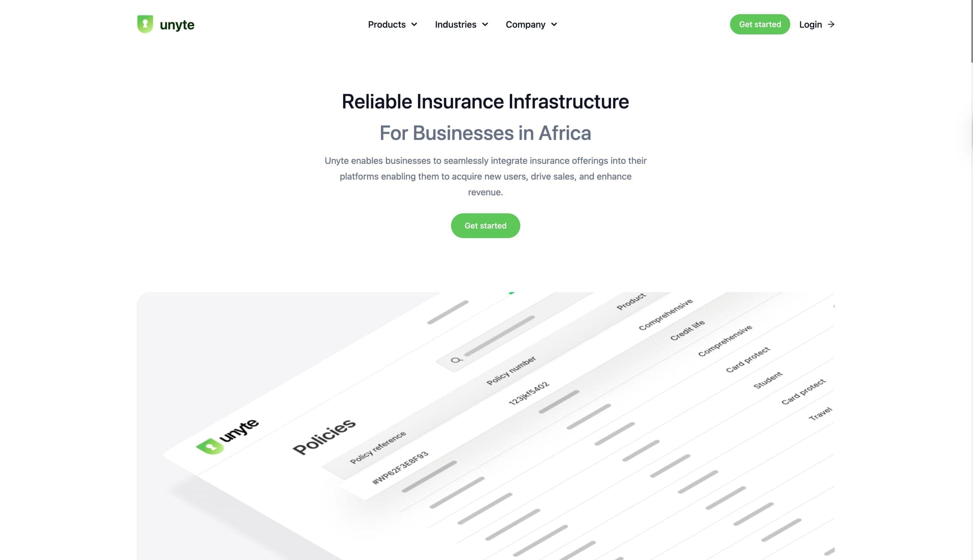 Unyte Africa marketing landing page hero.